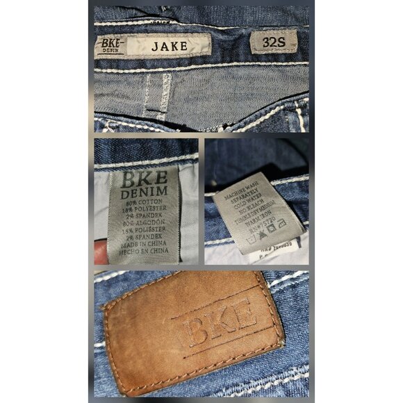 BKE Denim Jake Straight Leg Thick Stitching Western Rodeo Men Jeans 32S (32x29) - Picture 9 of 9